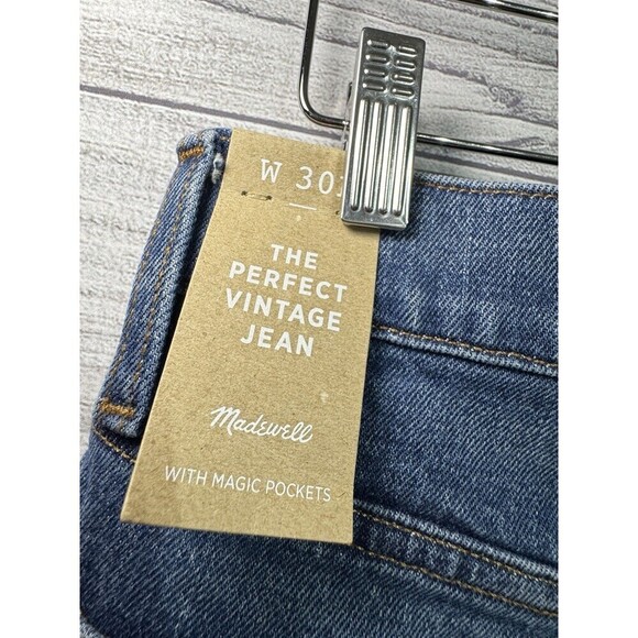 Madewell The Perfect Vintage Straight Jean Womens Size 30P NEW Jeans Whiskering - Picture 4 of 12
